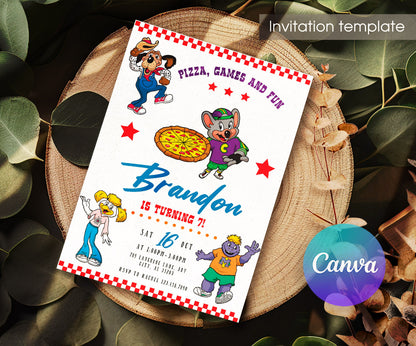 Chuck E. Cheese customizable invitation template | Share or Print | BU586