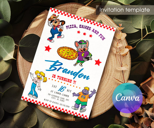 Chuck E. Cheese customizable invitation template | Share or Print | BU586