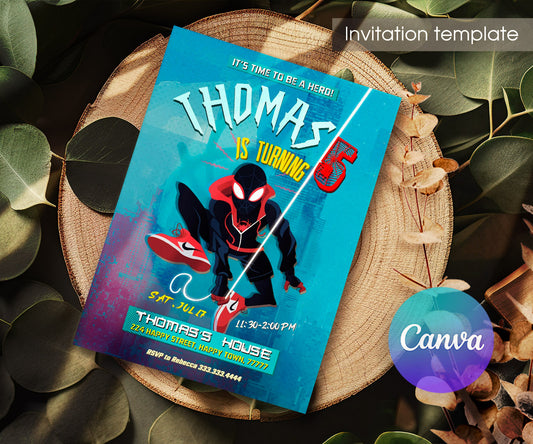 Spider Man Across the Spider-Verse customizable invitation template | Share or Print | boy | EL309