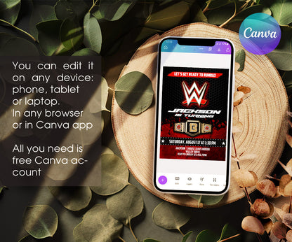 Wrestling WWE WrestleMania customizable invitation template | Share or Print | boy | NS868