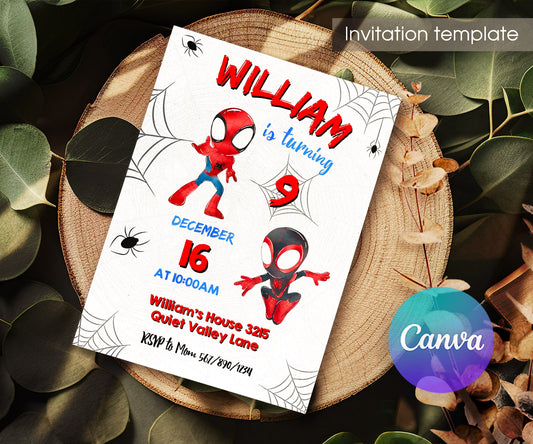 Spidey and His Amazing Friends customizable invitation template | Share or Print | boy | WD320