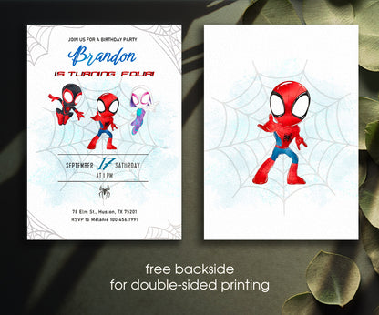 Spidey and His Amazing Friends customizable invitation template | Share or Print | boy | TQ809