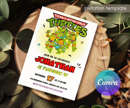Teenage Mutant Ninja Turtles customizable invitation template | Share or Print | boy | SB998