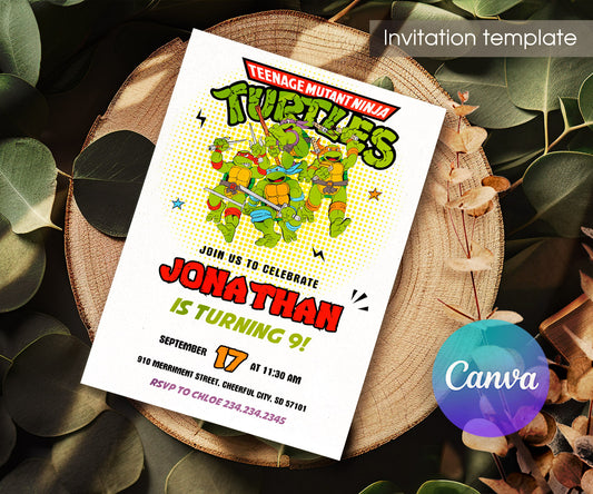 Teenage Mutant Ninja Turtles customizable invitation template | Share or Print | boy | SB998
