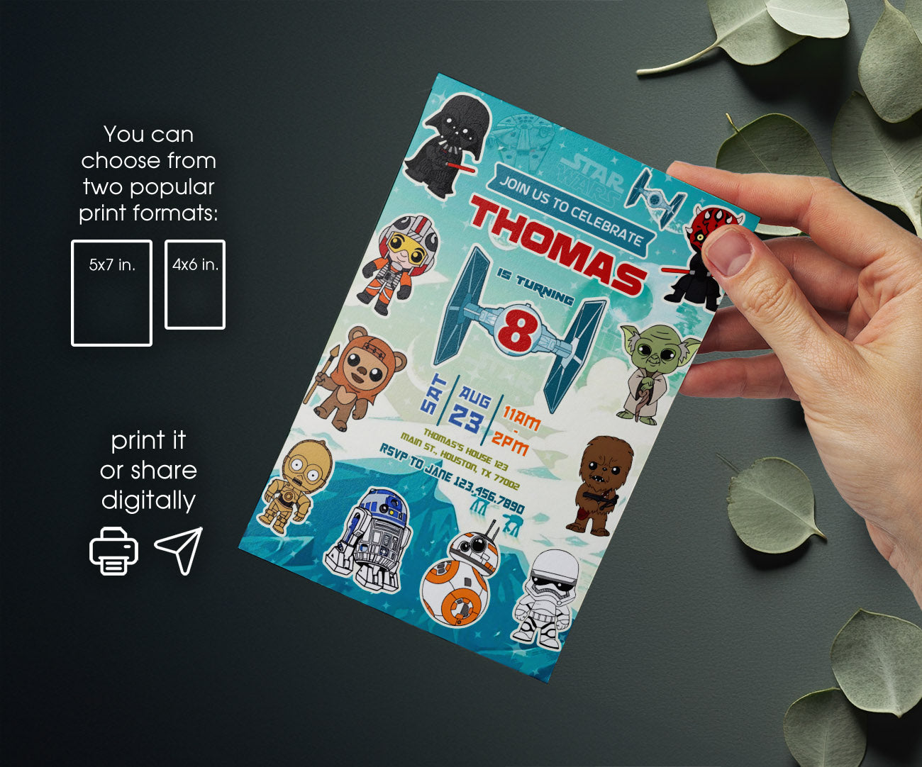 Star Wars Darth Vader customizable invitation template | Share or Print | boy | OV031