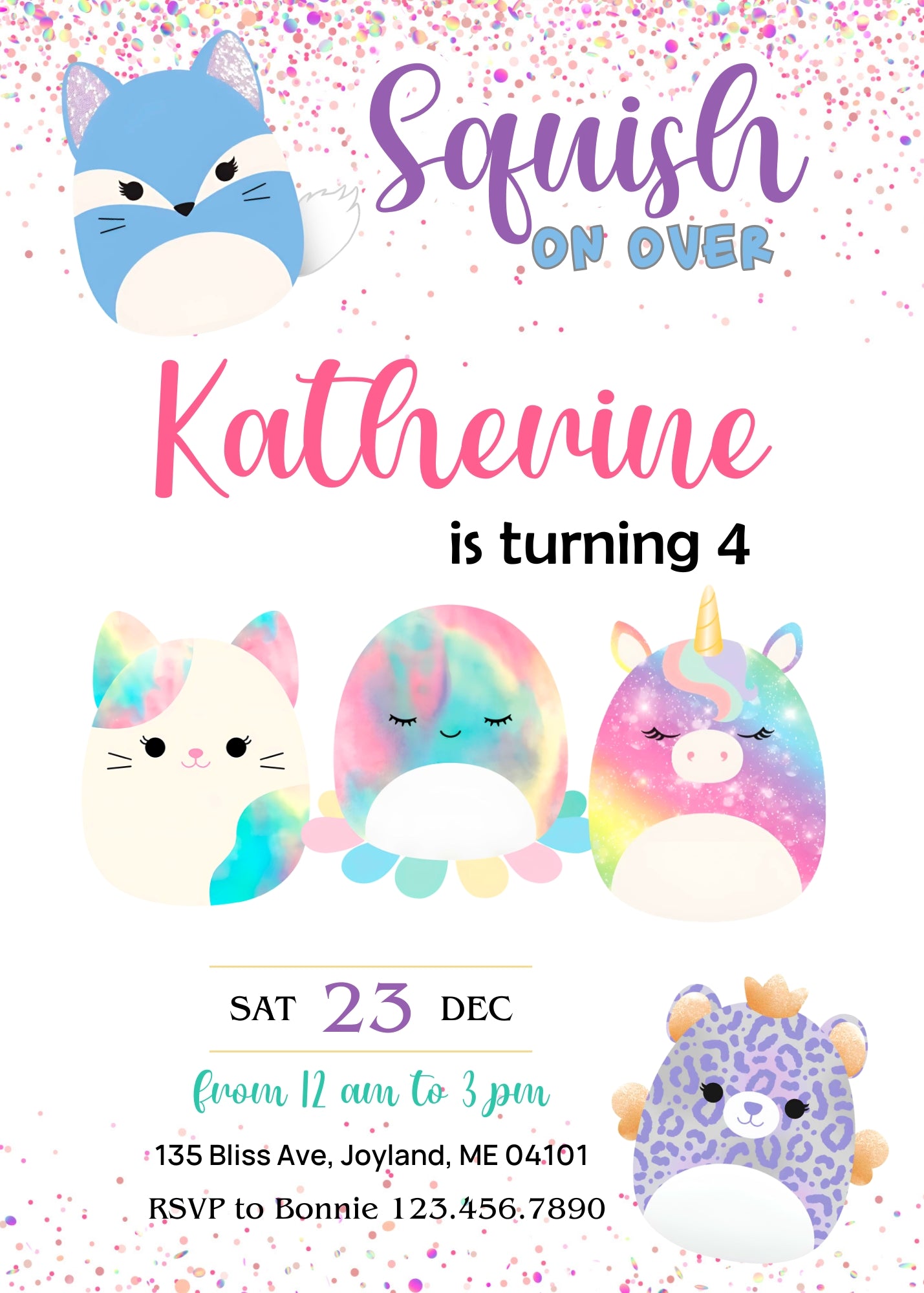 Squishmallows customizable invitation template | Share or Print | FZ858