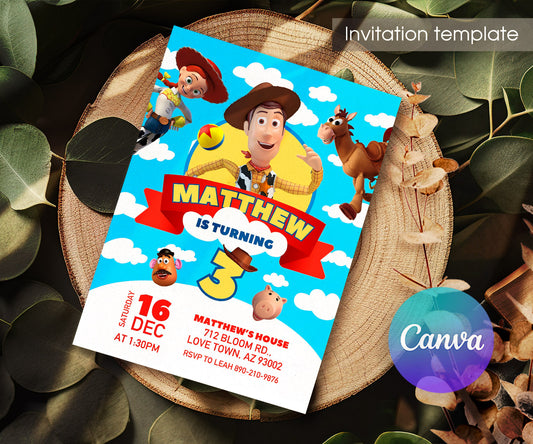 Toy Story Woody customizable invitation template | Share or Print | AT553