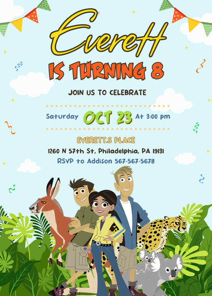 Wild Kratts Creature Hero customizable invitation template | Share or Print | VQ760