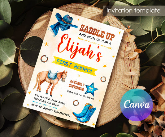 Cowboy Rodeo customizable invitation template | Share or Print | boy | VM764