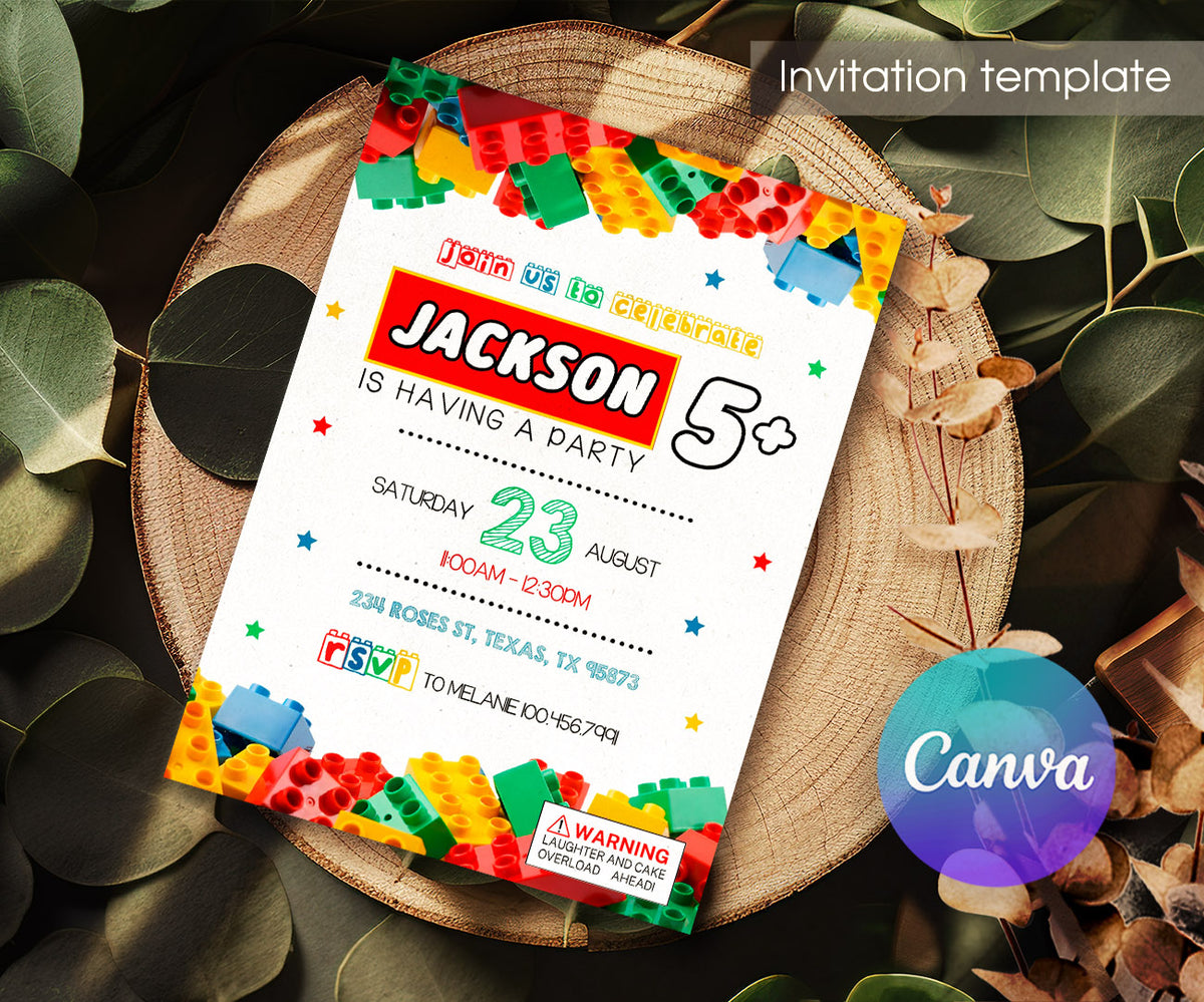 Lego customizable invitation template | Share or Print | VO200