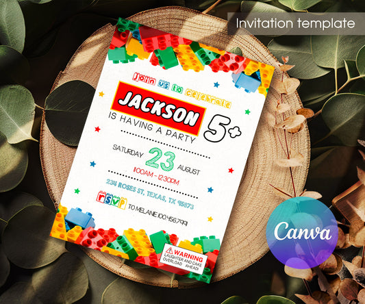 Lego customizable invitation template | Share or Print | VO200