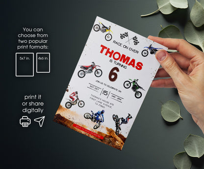 Motocross Extreme customizable invitation template | Share or Print | GJ650