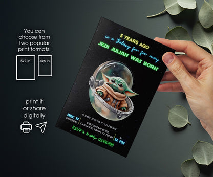 Baby Yoda Grogu Star Wars Mandalorian customizable invitation template | Share or Print | boy | ER642