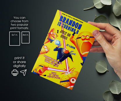 Despicable Me Minions customizable invitation template | Share or Print | WV417