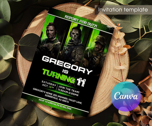 Call of Duty Gamer customizable invitation template | Share or Print | boy | KT989
