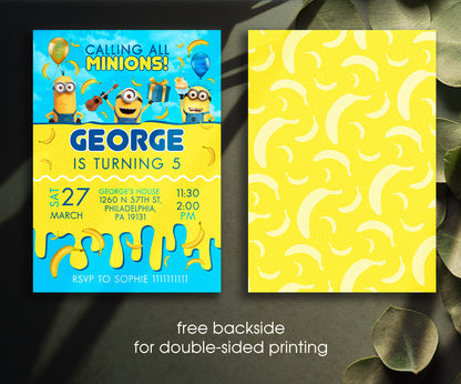 Minions Despicable Me customizable invitation template | Share or Print | AW111