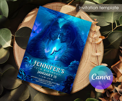Avatar The Way of Water customizable invitation template | Share or Print | WT059
