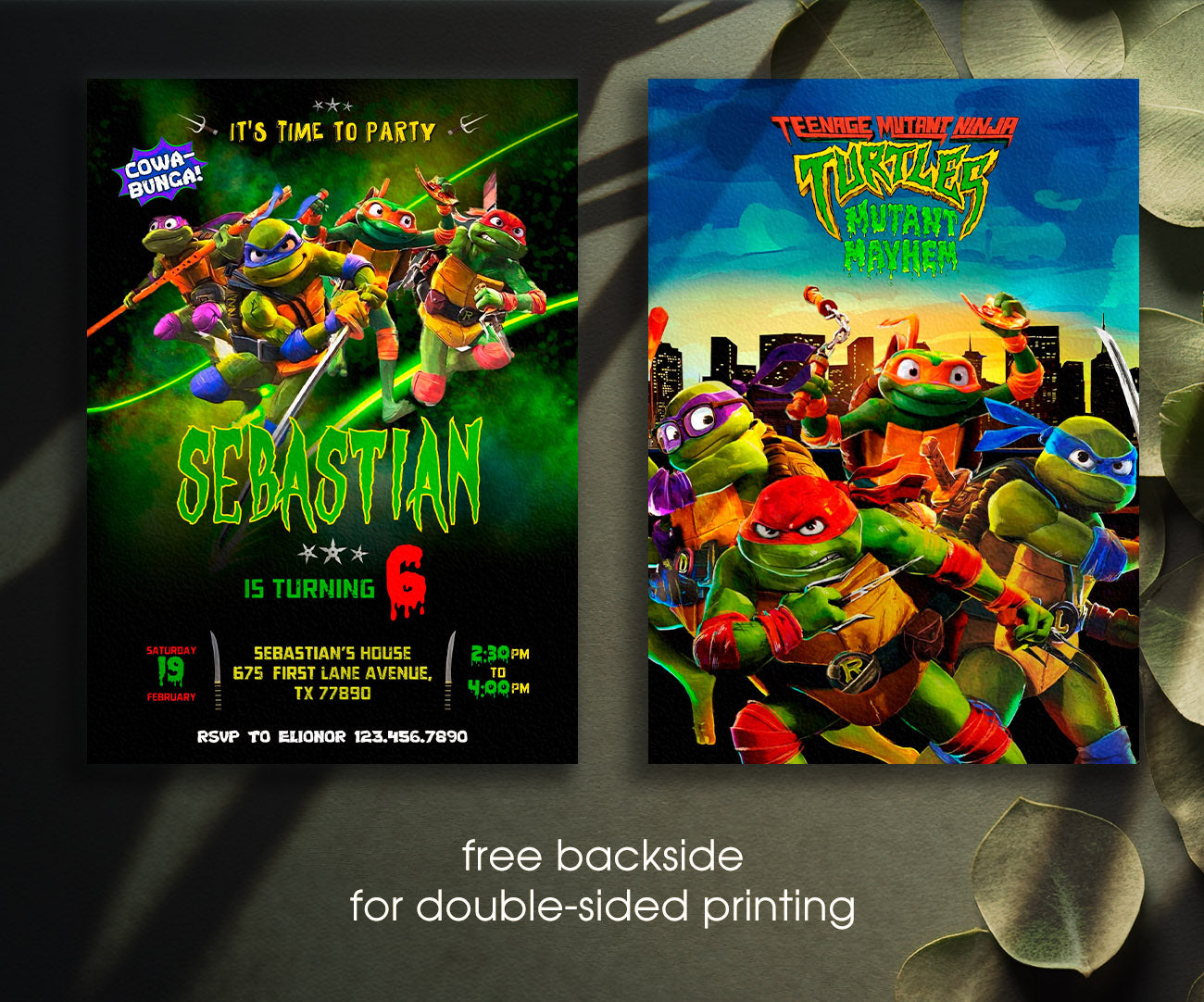 Teenage Mutant Ninja Turtles Mutant Mayhem customizable invitation template | Share or Print | boy | ZH049