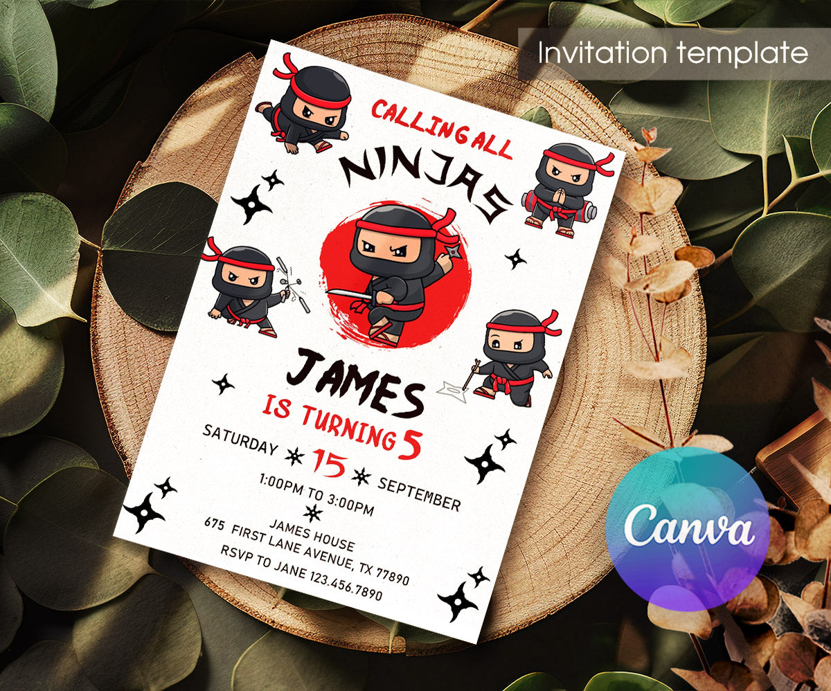 Ninja Kidz TV customizable invitation template | Share or Print | WG993