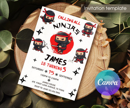 Ninja Kidz TV customizable invitation template | Share or Print | WG993