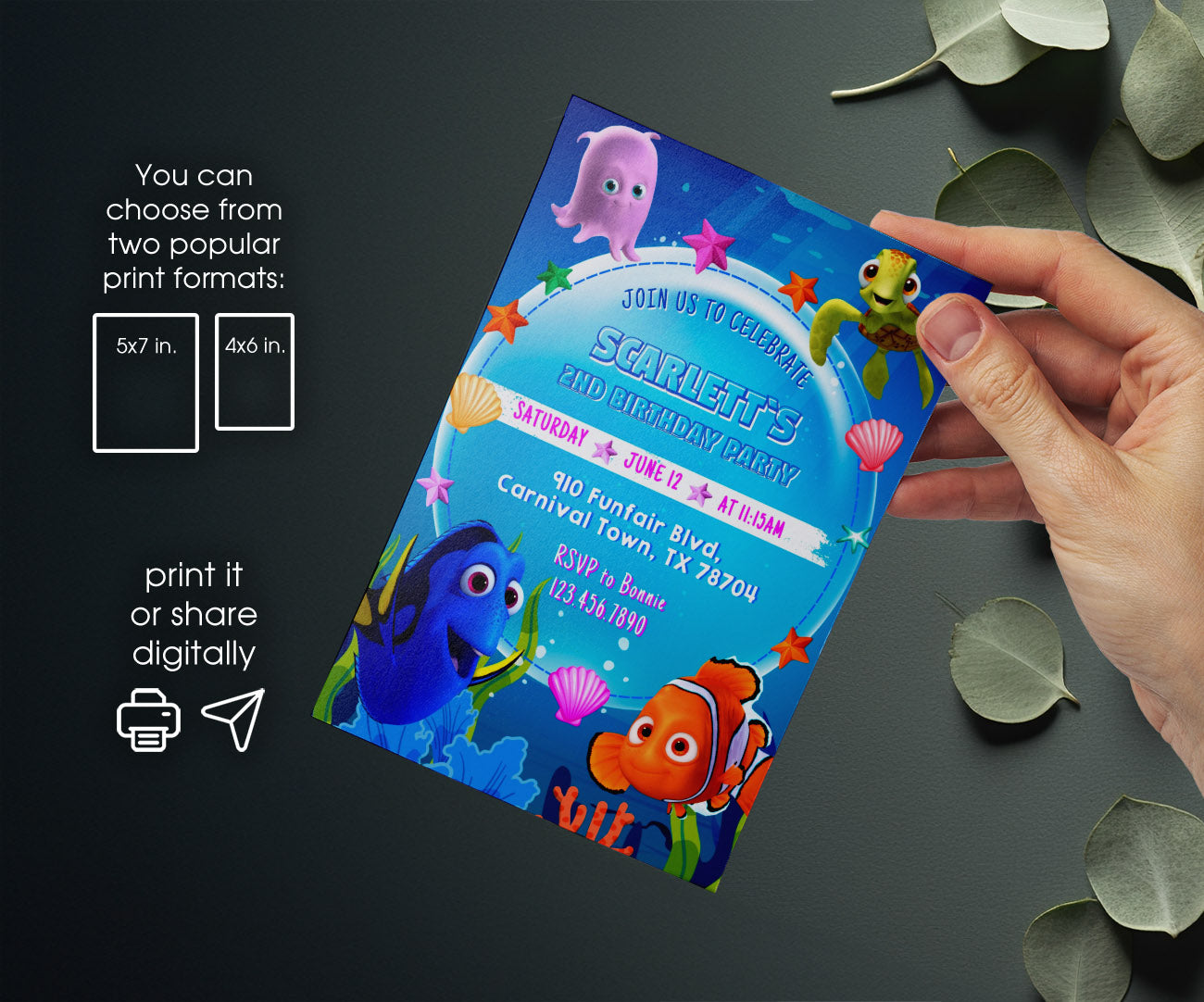 Finding Nemo customizable invitation template | Share or Print | YQ559