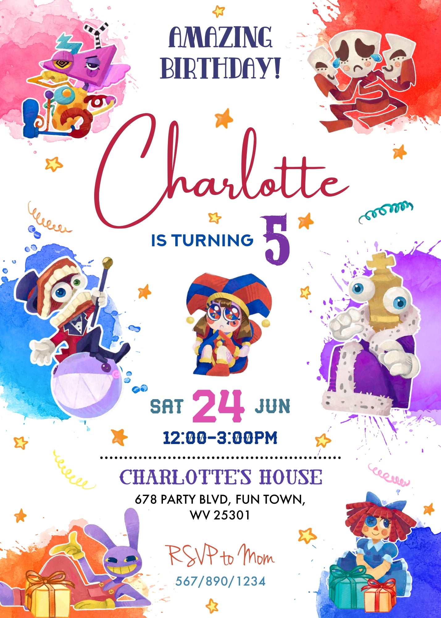 The Amazing Digital Circus customizable invitation template | Share or Print | SM190