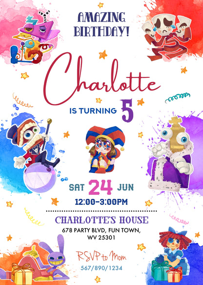 The Amazing Digital Circus customizable invitation template | Share or Print | SM190