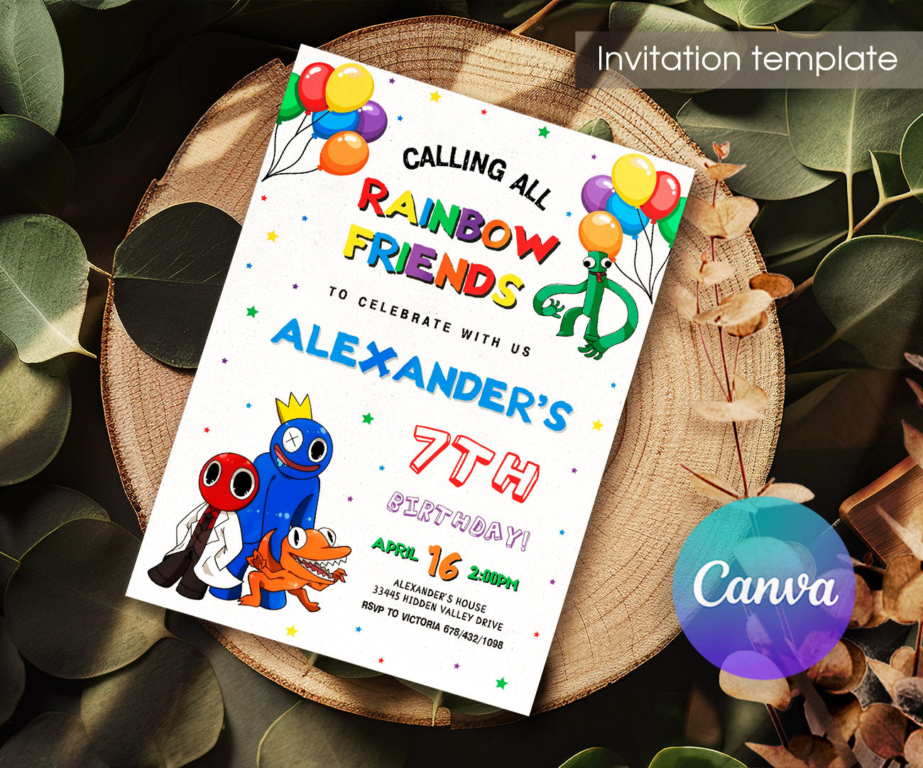 Rainbow Friends customizable invitation template | Share or Print | LQ903
