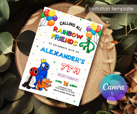 Rainbow Friends customizable invitation template | Share or Print | LQ903