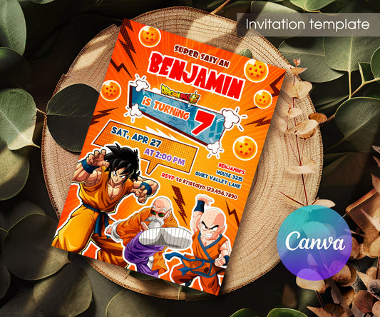 Dragon Ball Z Anime customizable invitation template | Share or Print | boy | RU261