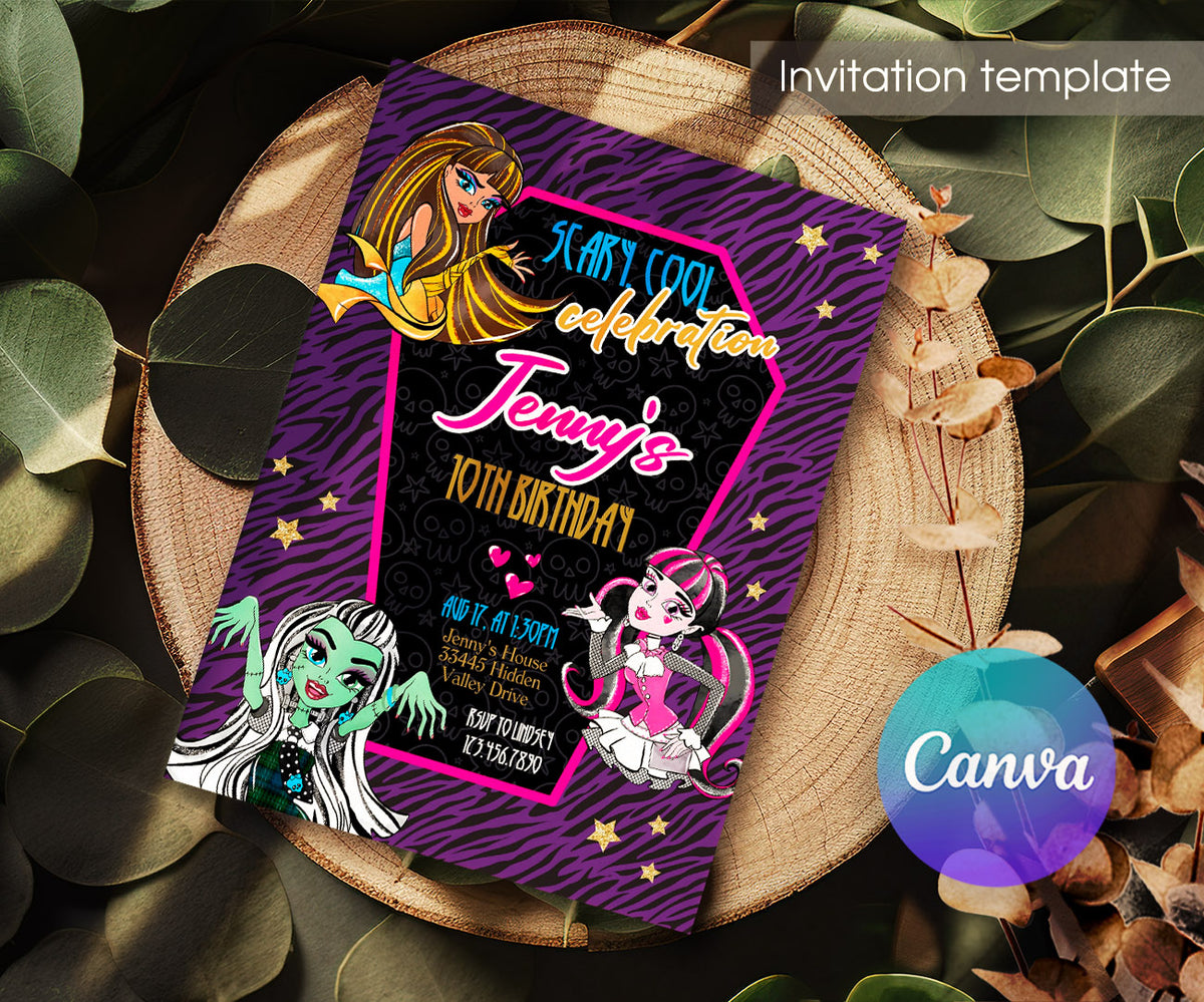 Monster High customizable invitation template | Share or Print | girl | RU211