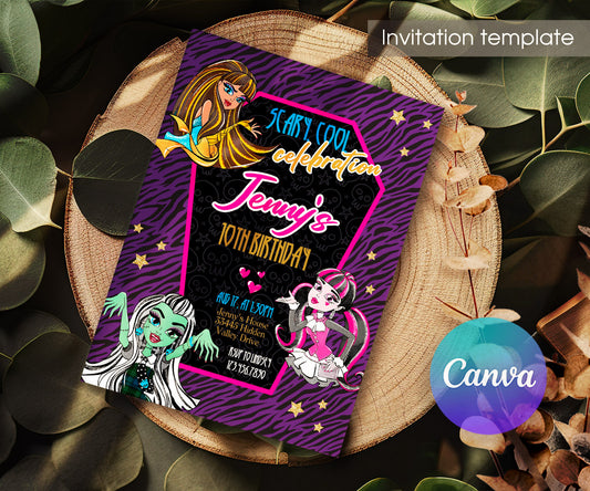Monster High customizable invitation template | Share or Print | girl | RU211