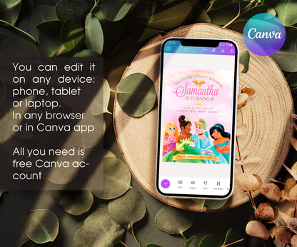 Disney Princess customizable invitation template | Share or Print | girl | KT680