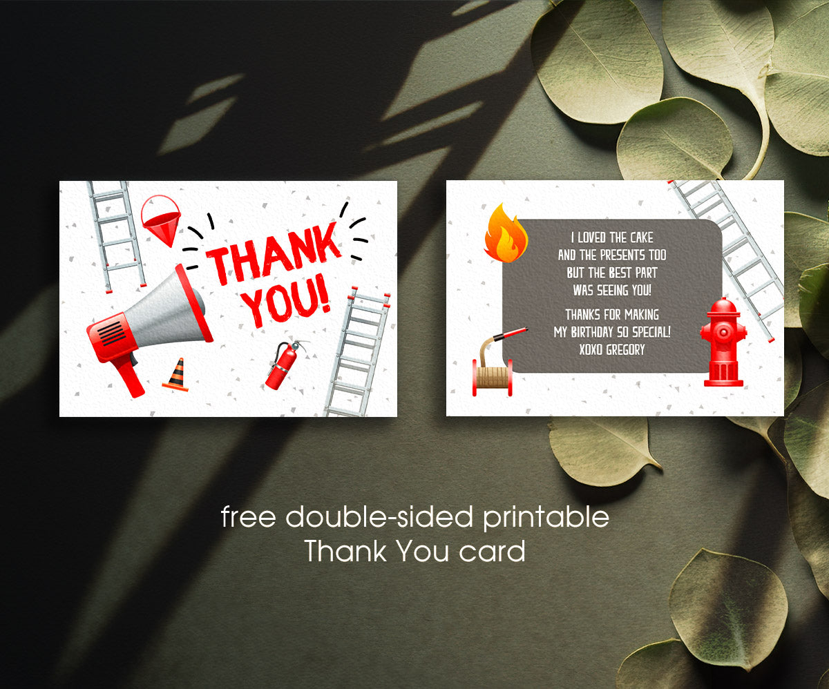 Firetruck Firefighter Fire Truck customizable invitation template | Share or Print | boy | ND058