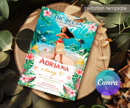 Moana Princess customizable invitation template | Share or Print | girl | ZL936