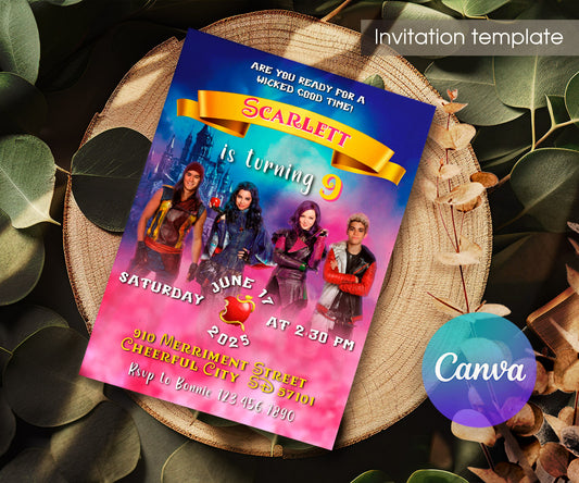 Descendants Disney customizable invitation template | Share or Print | JC041