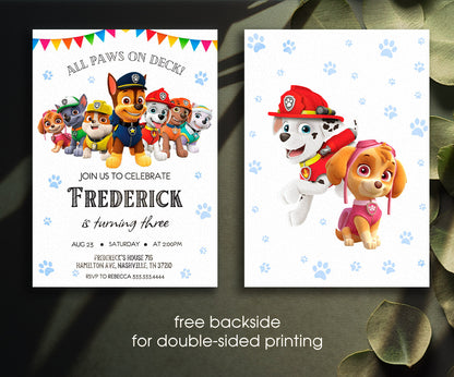 PAW Patrol customizable invitation template | Share or Print | ZZ817