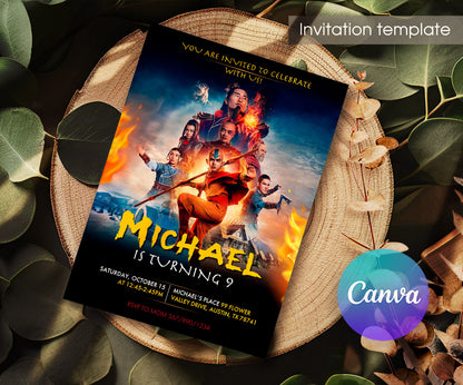 Avatar The Last Airbender customizable invitation template | Share or Print | DV262