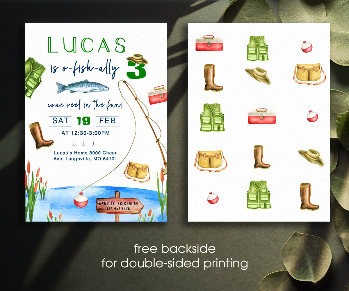 Fishing O-Fish-Ally customizable invitation template | Share or Print | SS477
