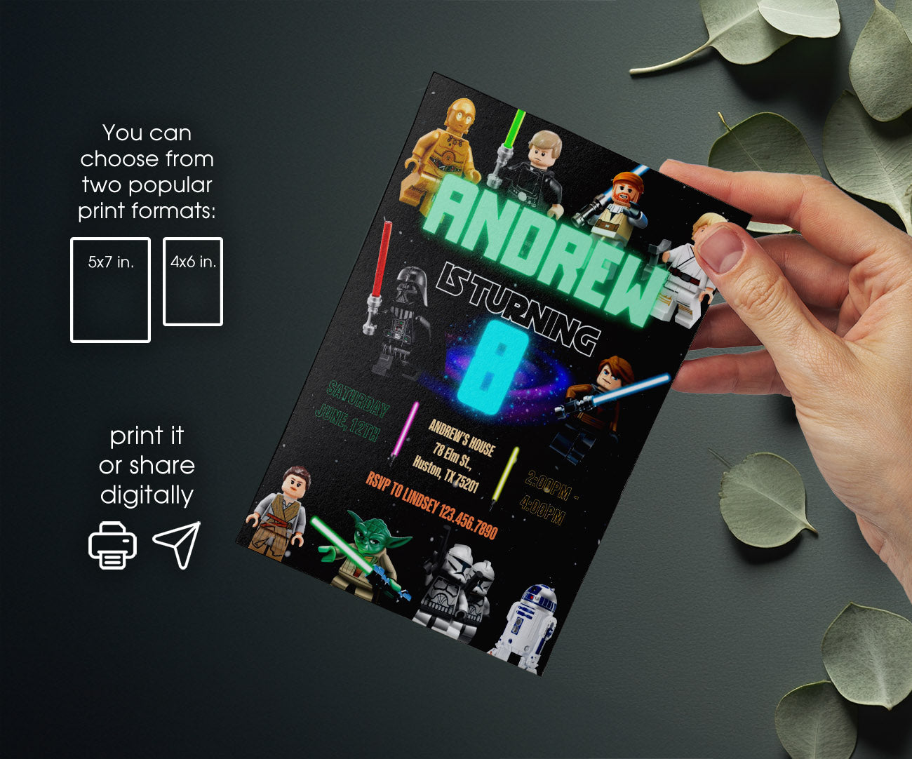 Star Wars Darth Vader Lego Minifigures customizable invitation template | Share or Print | SO231