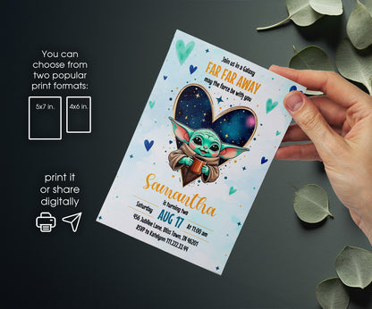 Baby Yoda Grogu Star Wars Mandalorian customizable invitation template | Share or Print | boy | SQ614