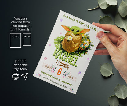 Baby Yoda Grogu Star Wars Mandalorian customizable invitation template | Share or Print | boy | VO054