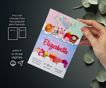Squishmallows customizable invitation template | Share or Print | SW595