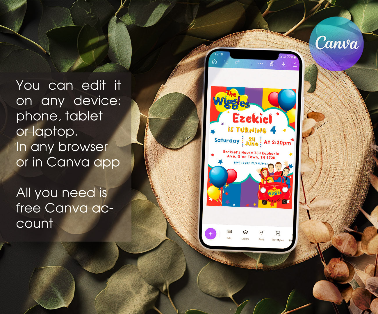 Wiggles One Finger One Thumb customizable invitation template | Share or Print | LF061
