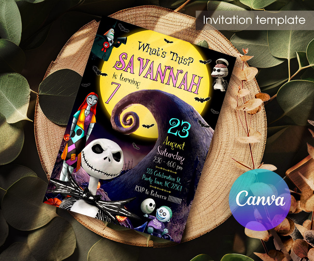 The Nightmare Before Christmas Halloween customizable invitation template | Share or Print | OE968