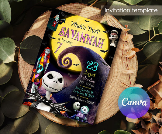 The Nightmare Before Christmas Halloween customizable invitation template | Share or Print | OE968