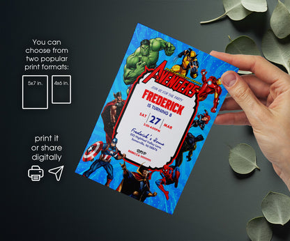 Avengers Marvel Superhero customizable invitation template | Share or Print | boy | GZ356