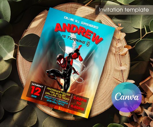 Spider Man Across the Spider-Verse customizable invitation template | Share or Print | boy | ZQ623