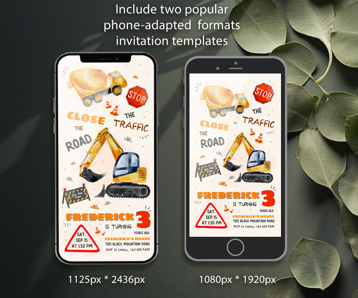 Dump Truck Construction customizable invitation template | Share or Print | boy | GQ586