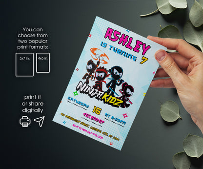 Ninja Kidz TV customizable invitation template | Share or Print | HQ007